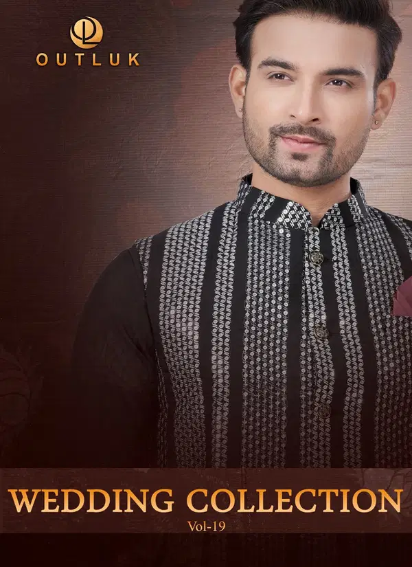 Outluk Wedding Collection Vol 19 Pure Silk Mens Modi Jacket Kurta Pajama Wholesale Online